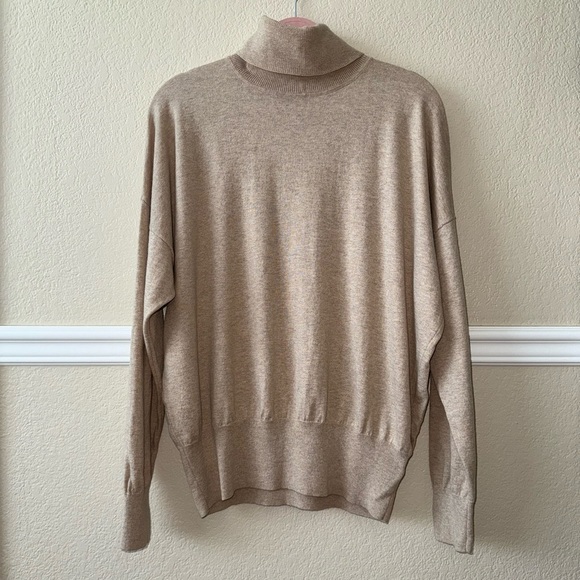 Madewell Wool Cotton Blend Brookhaven Turtleneck Sweater Cream Tan Size XL - Picture 2 of 12